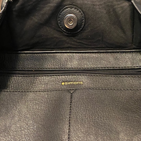 Black tote bag | Genuine leather | Suede pocket | Simons - Picture 4 of 4
